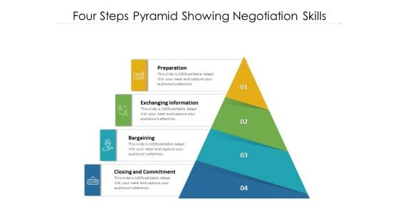 Four Steps Pyramid Showing Negotiation Skills Ppt PowerPoint Presentation Model Vector PDF