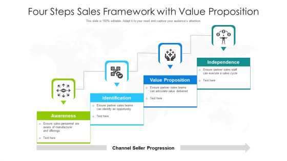 Four Steps Sales Framework With Value Proposition Ppt PowerPoint Presentation Styles Outline PDF
