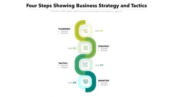 Four Steps Showing Business Strategy And Tactics Ppt PowerPoint Presentation Gallery Slides PDF