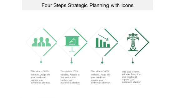 Four Steps Strategic Planning With Icons Ppt PowerPoint Presentation Layouts Slideshow