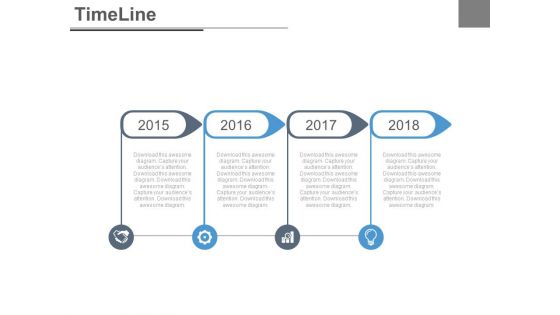 Four Steps Timeline Diagram With Icons Powerpoint Slides