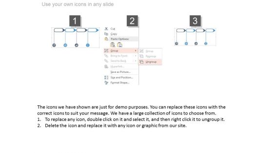Four Steps Timeline Diagram With Icons Powerpoint Slides