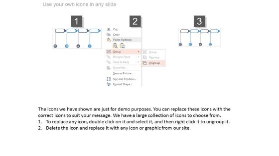 Four Steps Timeline Diagram With Icons Powerpoint Slides