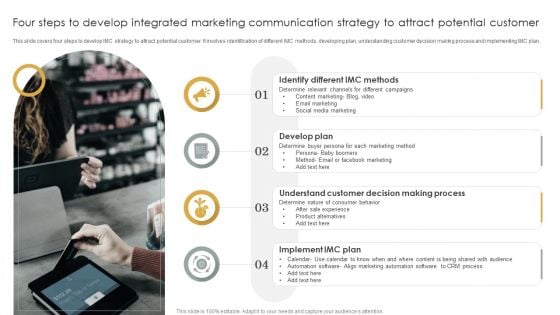 Four Steps To Develop Integrated Marketing Communication Strategy To Attract Potential Customer Summary PDF