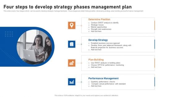 Four Steps To Develop Strategy Phases Management Plan Formats PDF