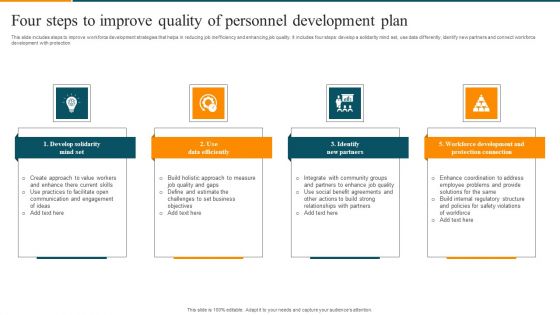 Four Steps To Improve Quality Of Personnel Development Plan Brochure PDF