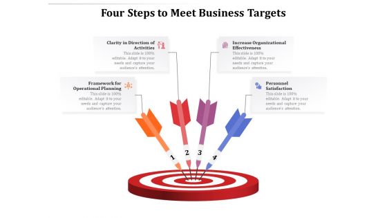 Four Steps To Meet Business Targets Ppt PowerPoint Presentation Gallery Examples PDF