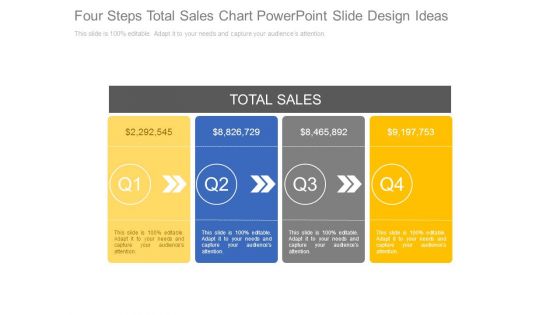 Four Steps Total Sales Chart Powerpoint Slide Design Ideas