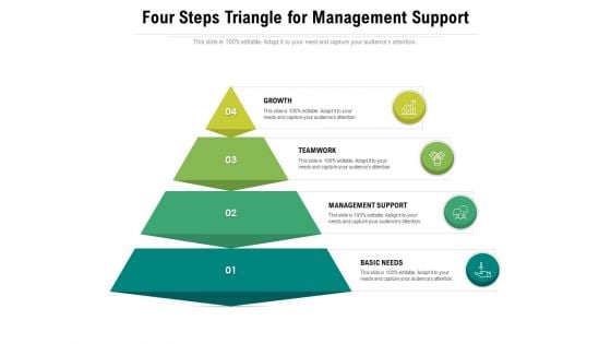 Four Steps Triangle For Management Support Ppt PowerPoint Presentation Gallery Infographic Template PDF