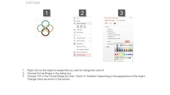 Four Steps Venn Diagram With Business Icons Powerpoint Template