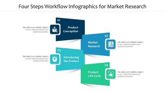 Four Steps Workflow Infographics For Market Research Ppt PowerPoint Presentation File Summary PDF