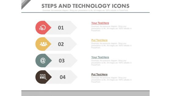 Four Strategic Steps With Technology Icons Powerpoint Slides