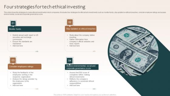 Four Strategies For Tech Ethical Investing Icons PDF