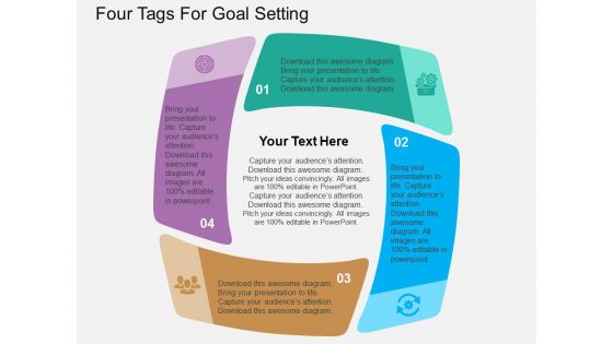 Four Tags For Goal Setting Powerpoint Templates