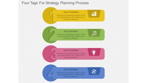Four Tags For Strategy Planning Process Powerpoint Template