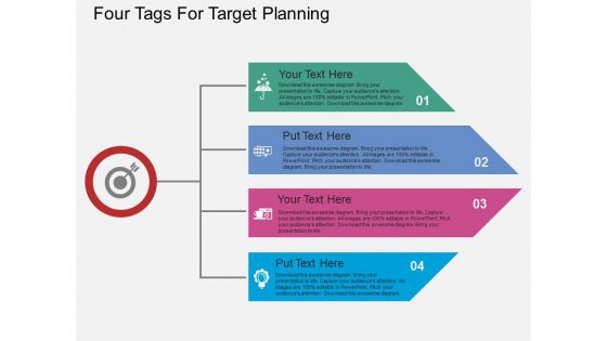 Four Tags For Target Planning Powerpoint Template