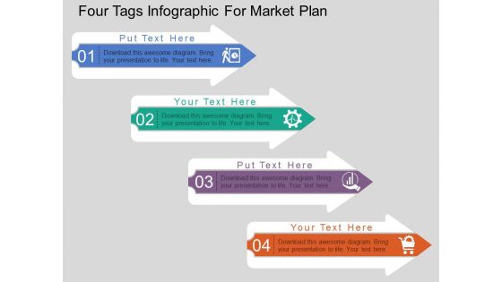 Four Tags Infographic For Market Plan Powerpoint Template