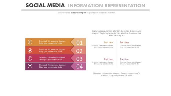 Four Tags With Social Media Icons Powerpoint Template