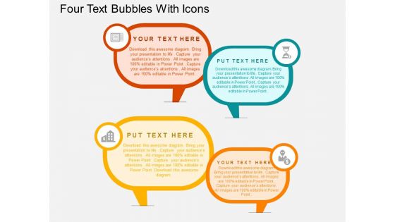 Four Text Bubbles With Icons Powerpoint Templates