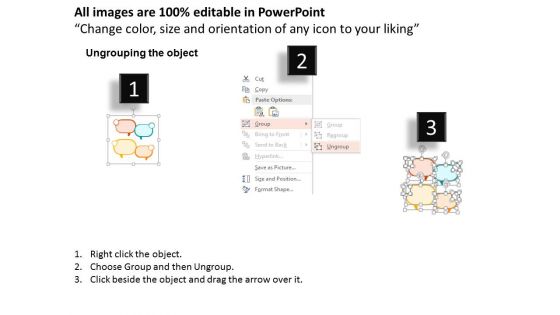 Four Text Bubbles With Icons Powerpoint Templates