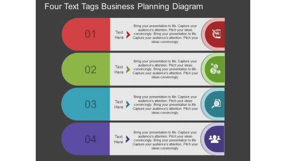 Four Text Tags Business Planning Diagram Powerpoint Template