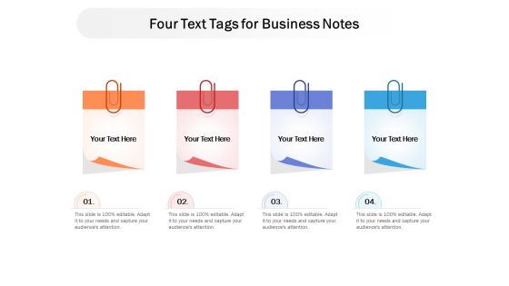 Four Text Tags For Business Notes Ppt PowerPoint Presentation Inspiration Vector PDF