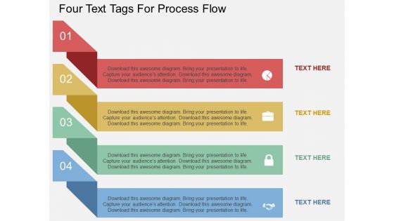 Four Text Tags For Process Flow Powerpoint Template