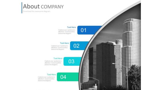 Four Text Tags With Corporate Building Powerpoint Slides