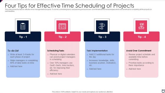 Four Tips For Effective Time Scheduling Of Projects Formats PDF