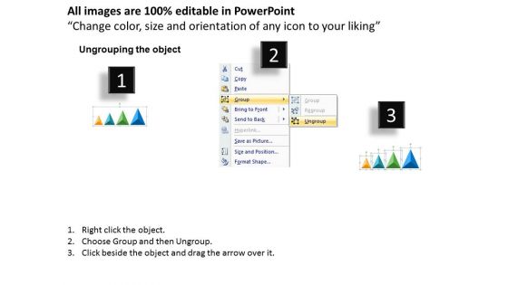 Four Triangles With Globe Team Result Analysis Report Icons Powerpoint Templates