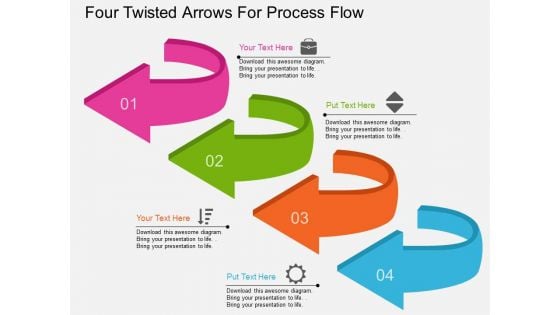 Four Twisted Arrows For Process Flow Powerpoint Template
