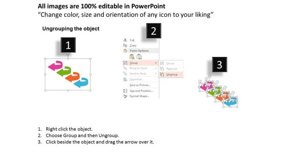 Four Twisted Arrows For Process Flow Powerpoint Template