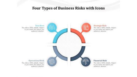 Four Types Of Business Risks With Icons Ppt PowerPoint Presentation File Inspiration PDF