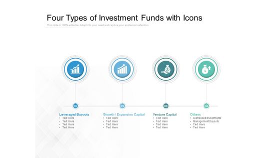 Four Types Of Investment Funds With Icons Ppt PowerPoint Presentation Infographic Template Elements