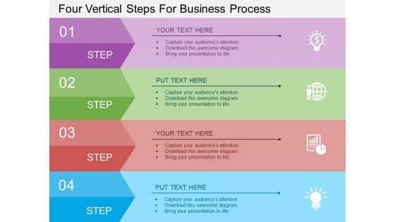 Four Vertical Steps For Business Process Powerpoint Template