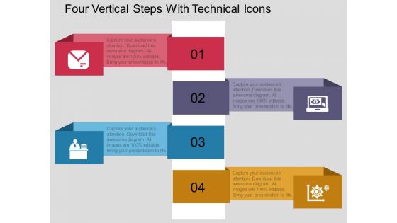 Four Vertical Steps With Technical Icons Powerpoint Template