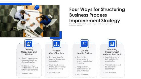 Four Ways For Structuring Business Process Improvement Strategy Ppt PowerPoint Presentation Icon Infographics PDF