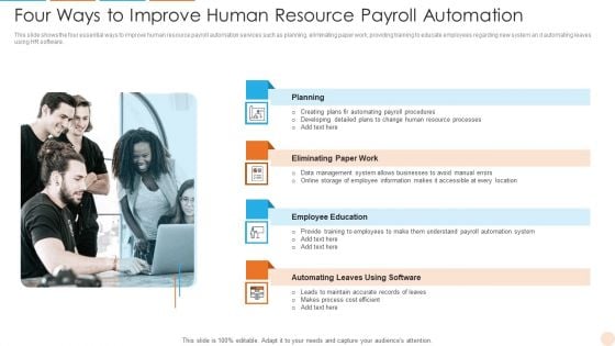 Four Ways To Improve Human Resource Payroll Automation Slides PDF Four Ways To Improve Human Resource Payroll Automation Slides PDF