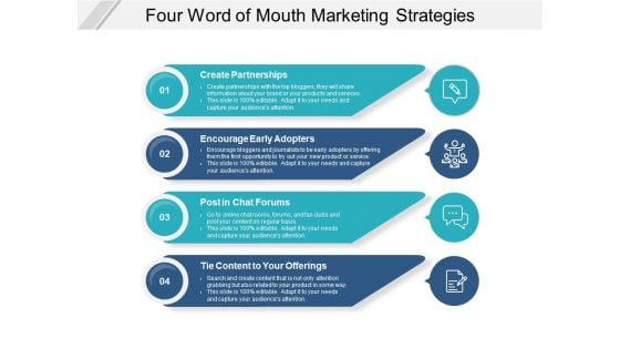 Four Word Of Mouth Marketing Strategies Ppt PowerPoint Presentation Model Styles