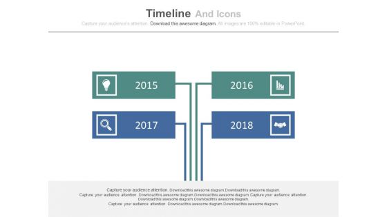 Four Years Based Timeline With Icons Powerpoint Slides