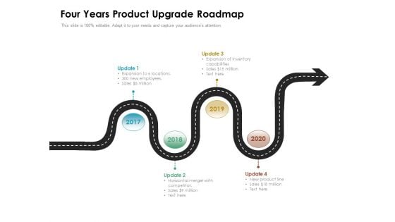 Four Years Product Upgrade Roadmap Ppt PowerPoint Presentation File Background PDF