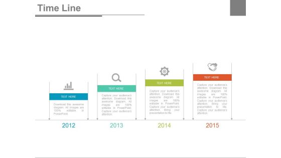 Four Years Tags With Timeline Icons Powerpoint Slides