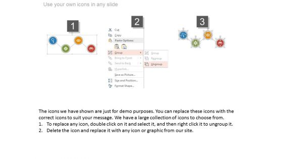 Four Zigzag Circles With Icons Powerpoint Slides