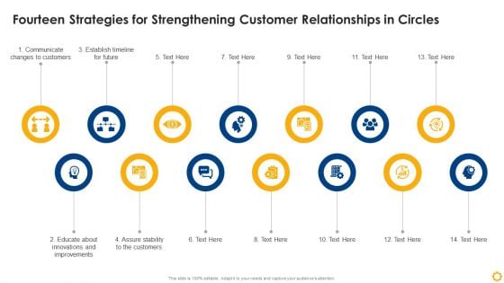 Fourteen Strategies For Strengthening Customer Relationships In Circles Infographics PDF