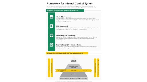 Framework For Internal Control System One Pager Documents Framework For Internal Control System One Pager Documents