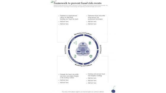 Framework To Prevent Fraud Risk Events One Pager Sample Example Document