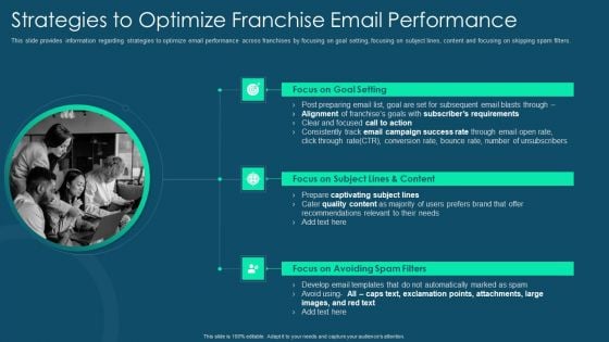 Franchise Promotion And Advertising Playbook Strategies To Optimize Franchise Email Performance Background PDF