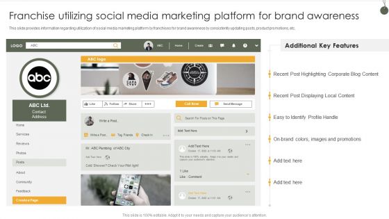 Franchise Utilizing Social Media Marketing Platform For Brand Awareness Graphics PDF
