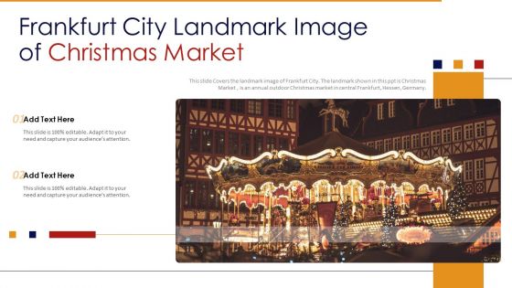 Frankfurt City Landmark Image Of Christmas Market PowerPoint Presentation PPT Template PDF