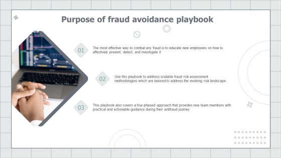 Fraud Avoidance Playbook Purpose Of Fraud Avoidance Playbook Portrait PDF